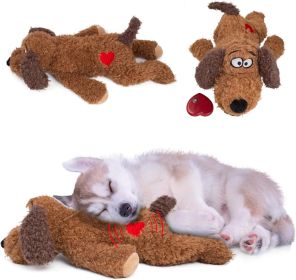 Puppy Heartbeat Stuffed Animal for Dog Anxiety 16.5" x 7.8" x 5.5", Brown Dog Heartbeat Toy, Plush Puppy Anxiety Relief Toy with Soft Cotton Padd