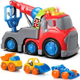 (Do Not Sell on Amazon) Toy Crane Trucks for Boys 1/2/3 Years Old, Construction Truck Toy Set Toddlers Boys Girls Toys, Push and Go Play Vehicle