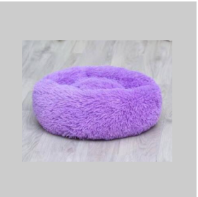 Dog Beds For Small Dogs Round Plush Cat Litter Kennel Pet Nest Mat Puppy Beds (Option: Deep purple-100cm)