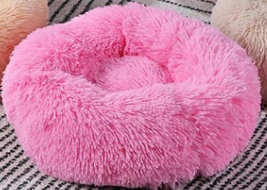 Dog Beds For Small Dogs Round Plush Cat Litter Kennel Pet Nest Mat Puppy Beds (Option: Deep pink-50cm)