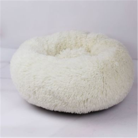 Round Long Hairy Autumn And Winter Nest Pad Cat Mattress (Option: White-50cm)