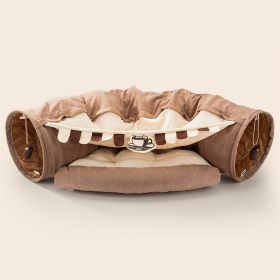 Collapsible Cat Tunnel Durable Washable Collapsible (Color: Coffee)