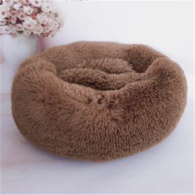 Round Long Hairy Autumn And Winter Nest Pad Cat Mattress (Option: Light coffee-50cm)