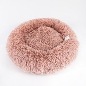 Dog Beds For Small Dogs Round Plush Cat Litter Kennel Pet Nest Mat Puppy Beds (Option: Leather Pink-100cm)