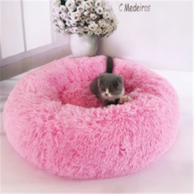 Round Long Hairy Autumn And Winter Nest Pad Cat Mattress (Option: Bright powder-40cm)