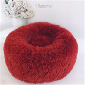 Round Long Hairy Autumn And Winter Nest Pad Cat Mattress (Option: Red-100cm)