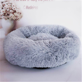 Round Long Hairy Autumn And Winter Nest Pad Cat Mattress (Option: Light Grey-70cm)