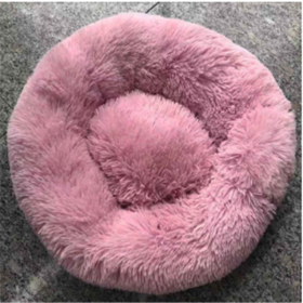 Round Long Hairy Autumn And Winter Nest Pad Cat Mattress (Option: Rice pink-50cm)