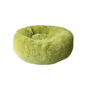 Round Long Hairy Autumn And Winter Nest Pad Cat Mattress (Option: A green-70cm)