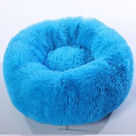 Plush pet nest (Option: Blue-80cm)