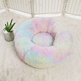 Dog Beds For Small Dogs Round Plush Cat Litter Kennel Pet Nest Mat Puppy Beds (Option: Color-100cm)