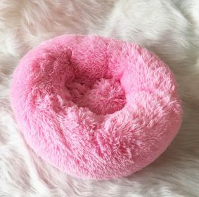 Dog Beds For Small Dogs Round Plush Cat Litter Kennel Pet Nest Mat Puppy Beds (Option: Good Light pink-100cm)