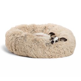 Dog Beds For Small Dogs Round Plush Cat Litter Kennel Pet Nest Mat Puppy Beds (Option: Good Beige-100cm)