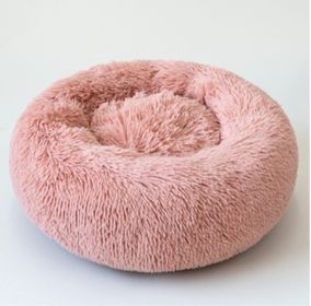 Dog Beds For Small Dogs Round Plush Cat Litter Kennel Pet Nest Mat Puppy Beds (Option: Good Pink-70cm)