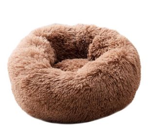 Dog Beds For Small Dogs Round Plush Cat Litter Kennel Pet Nest Mat Puppy Beds (Option: Good Coffee-60cm)