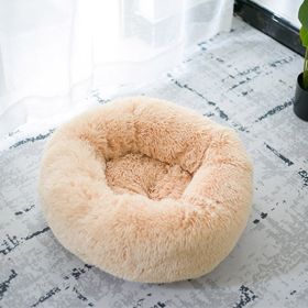 Dog Beds For Small Dogs Round Plush Cat Litter Kennel Pet Nest Mat Puppy Beds (Option: Good Apricot-50cm)