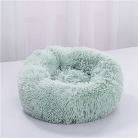 Dog Beds For Small Dogs Round Plush Cat Litter Kennel Pet Nest Mat Puppy Beds (Option: Light green-120cm)