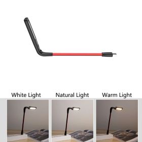 3 Colors LED Night Light Hand Sweep Smart Reading Book Lights USB Plug Foldable Portable Desk Lamp for Laptop Keyboard Lighting (Body Color: 3 Colors, Emitting Color: Red)