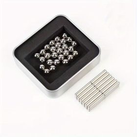 36pcs Magnetic Sticks + 27pcs Bucky Balls Combination Set Building Blocks; Puzzle Decompression Magnet Science Toys (Color: Silvery)