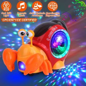 Crawling Crab Baby Toy Electric Infant Interactive Toy Automatic Obstacle Avoidance with Music RGB Roating Lights for Babies 0-6 6-12 Months Todd (Color: Red, Type: Crab)