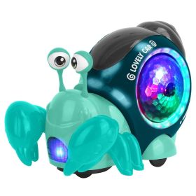 Crawling Crab Baby Toy Electric Infant Interactive Toy Automatic Obstacle Avoidance with Music RGB Roating Lights for Babies 0-6 6-12 Months Todd (Color: Blue, Type: Crab)