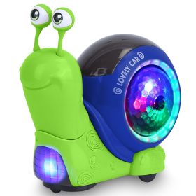 Crawling Snail Baby Toy Electric Infant Interactive Toy Automatic Obstacle Avoidance with Music RGB Roating Lights for Babies 0-6 6-12 Months Tod (Color: Green, Type: Snail)