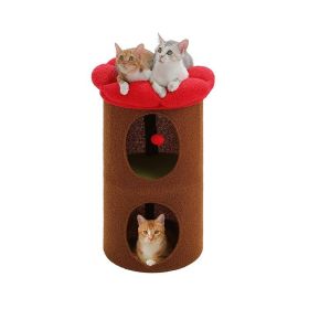 Cylindrical Flower-Shaped Cat House for Home Decor (Color: Brown, size: L)