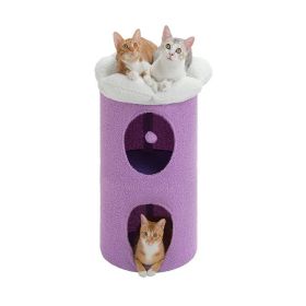 Cylindrical Flower-Shaped Cat House for Home Decor (Color: Purple, size: L)