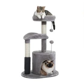 Cat Tree with Natural Sisal Rope Cat Toys for Indoor (Color: Gray, Type: Cat Tree)