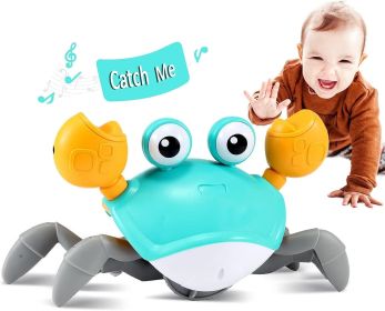 Crawling Crab Baby Toy,Tummy Time Baby Toys with Music and LED Light Will Automatically Avoid Obstacles, for Toddler Interactive Development Toy (Color: Green)