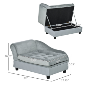 Luxury Small Dog Bed With Hidden Storage (Color: Grey)